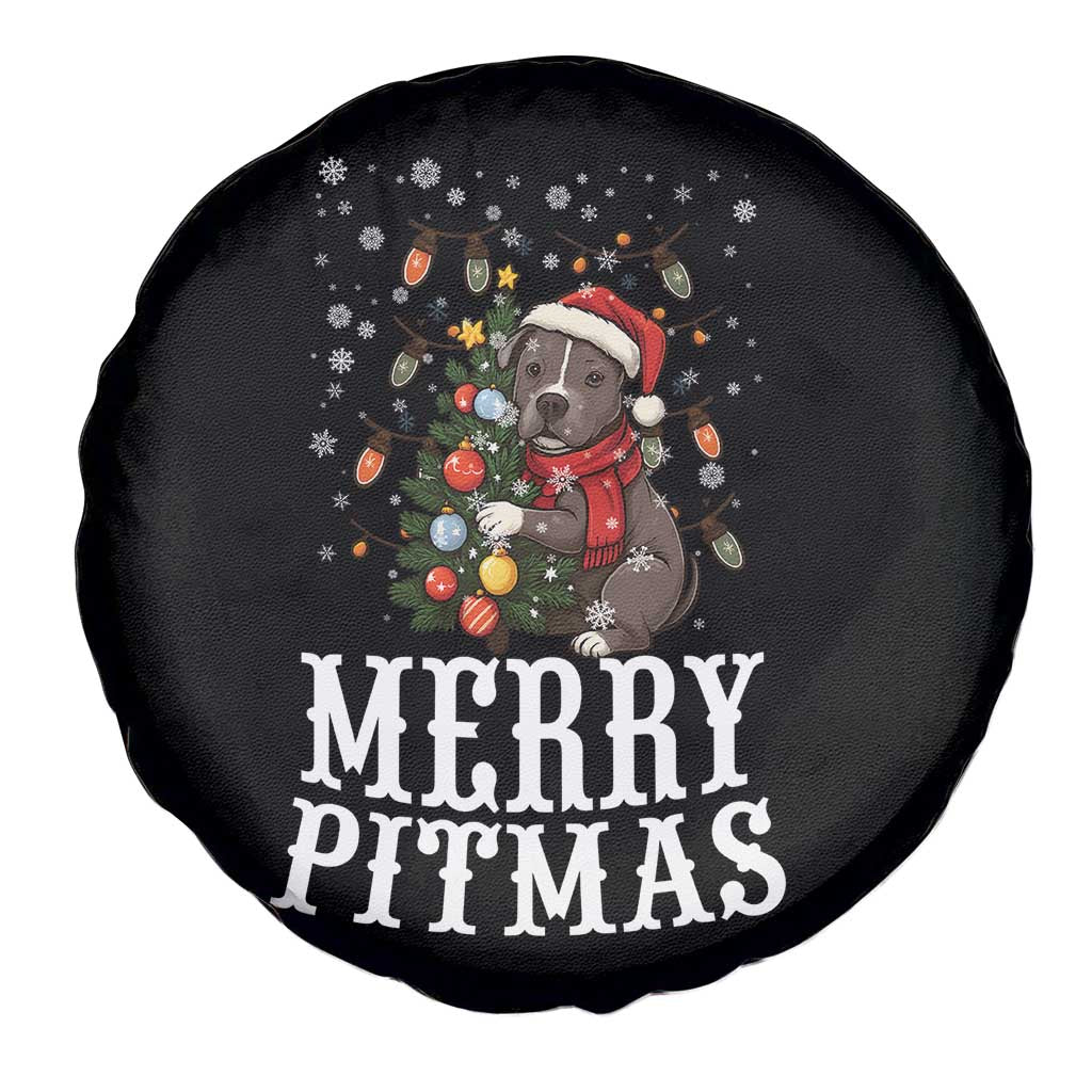 Christmas Pitbull Spare Tire Cover Funny Merry Pitmas Tree Hug - Wonder Print Shop