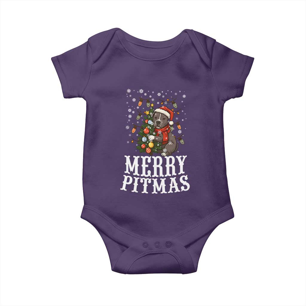 Christmas Pitbull Baby Onesie Funny Merry Pitmas Tree Hug - Wonder Print Shop
