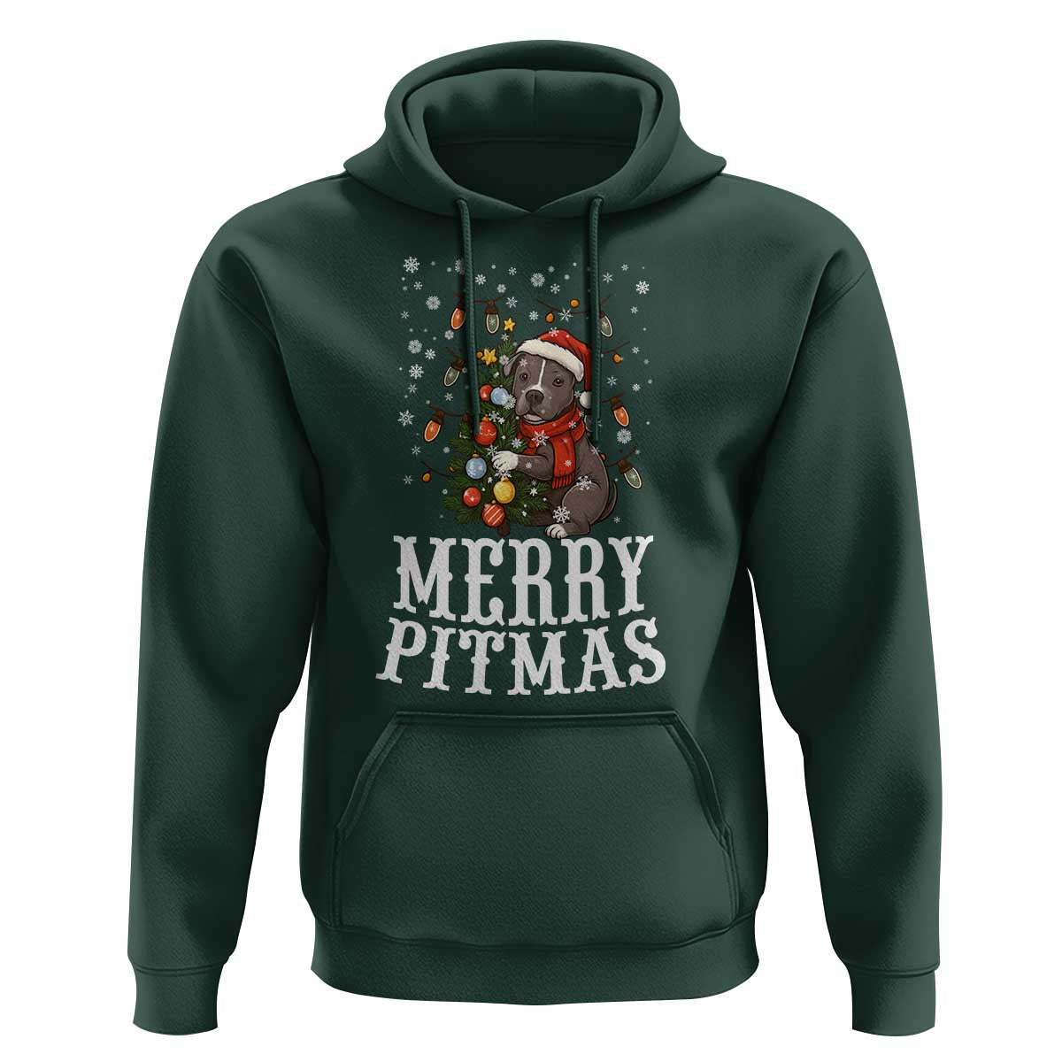 Christmas Pitbull Hoodie Funny Merry Pitmas Tree Hug - Wonder Print Shop