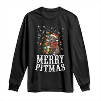 Christmas Pitbull Long Sleeve Shirt Funny Merry Pitmas Tree Hug - Wonder Print Shop