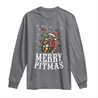 Christmas Pitbull Long Sleeve Shirt Funny Merry Pitmas Tree Hug - Wonder Print Shop