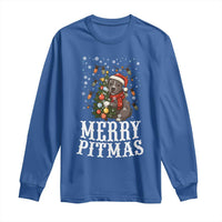 Christmas Pitbull Long Sleeve Shirt Funny Merry Pitmas Tree Hug - Wonder Print Shop