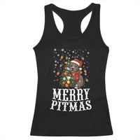Christmas Pitbull Racerback Tank Top Funny Merry Pitmas Tree Hug - Wonder Print Shop