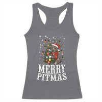 Christmas Pitbull Racerback Tank Top Funny Merry Pitmas Tree Hug - Wonder Print Shop