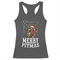 Christmas Pitbull Racerback Tank Top Funny Merry Pitmas Tree Hug - Wonder Print Shop