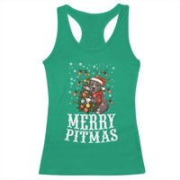 Christmas Pitbull Racerback Tank Top Funny Merry Pitmas Tree Hug - Wonder Print Shop