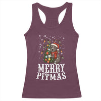 Christmas Pitbull Racerback Tank Top Funny Merry Pitmas Tree Hug - Wonder Print Shop