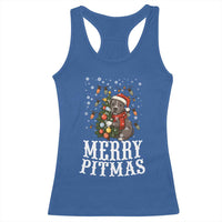 Christmas Pitbull Racerback Tank Top Funny Merry Pitmas Tree Hug - Wonder Print Shop