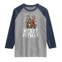 Christmas Pitbull Raglan Shirt Funny Merry Pitmas Tree Hug - Wonder Print Shop