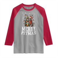Christmas Pitbull Raglan Shirt Funny Merry Pitmas Tree Hug - Wonder Print Shop
