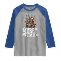 Christmas Pitbull Raglan Shirt Funny Merry Pitmas Tree Hug - Wonder Print Shop