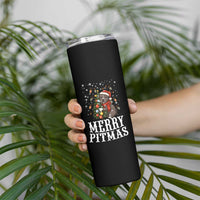 Christmas Pitbull Skinny Tumbler Funny Merry Pitmas Tree Hug