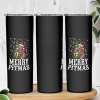 Christmas Pitbull Skinny Tumbler Funny Merry Pitmas Tree Hug