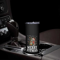 Christmas Pitbull Skinny Tumbler Funny Merry Pitmas Tree Hug
