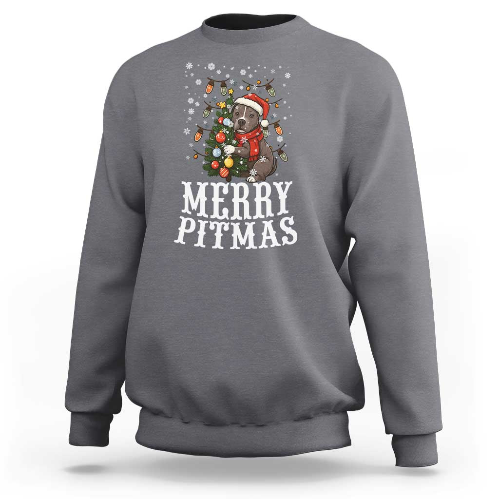 Christmas Pitbull Sweatshirt Funny Merry Pitmas Tree Hug - Wonder Print Shop