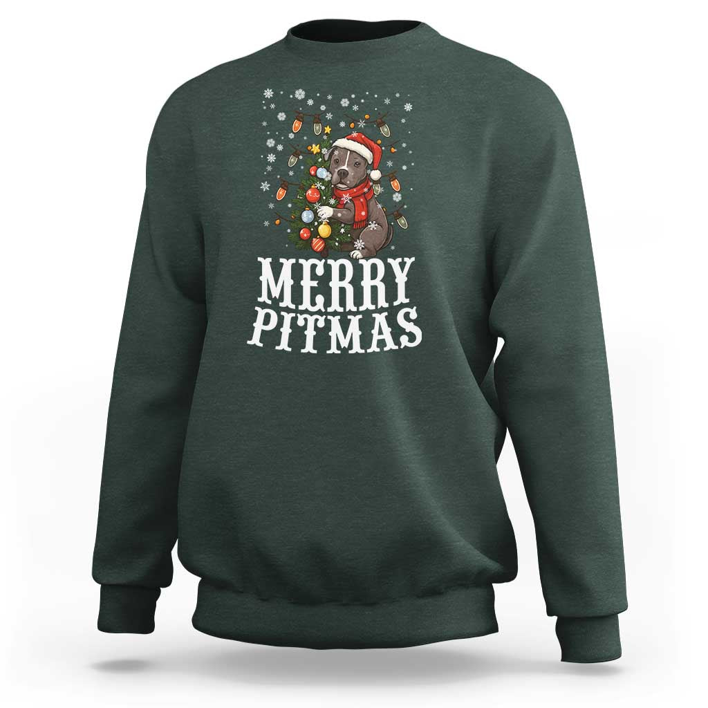 Christmas Pitbull Sweatshirt Funny Merry Pitmas Tree Hug - Wonder Print Shop