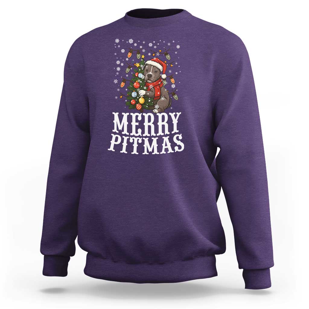 Christmas Pitbull Sweatshirt Funny Merry Pitmas Tree Hug - Wonder Print Shop