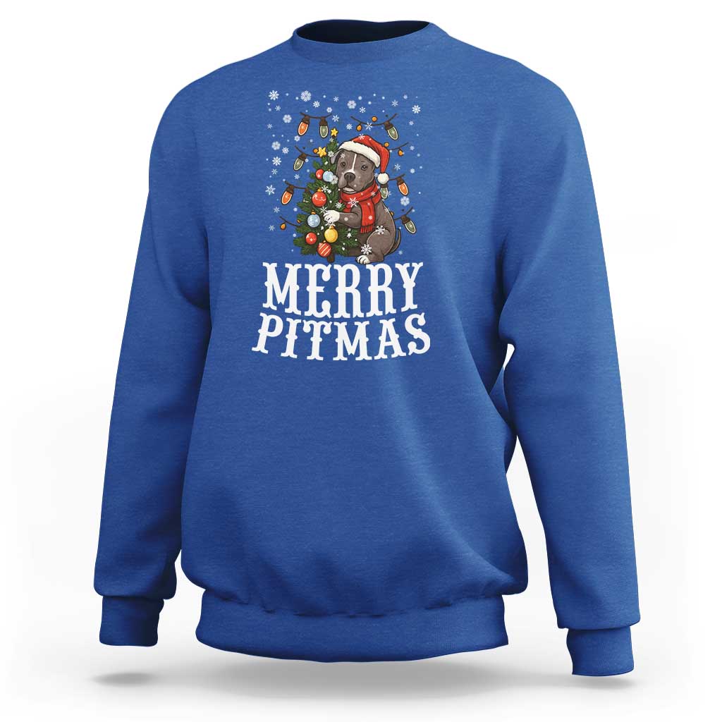 Christmas Pitbull Sweatshirt Funny Merry Pitmas Tree Hug - Wonder Print Shop