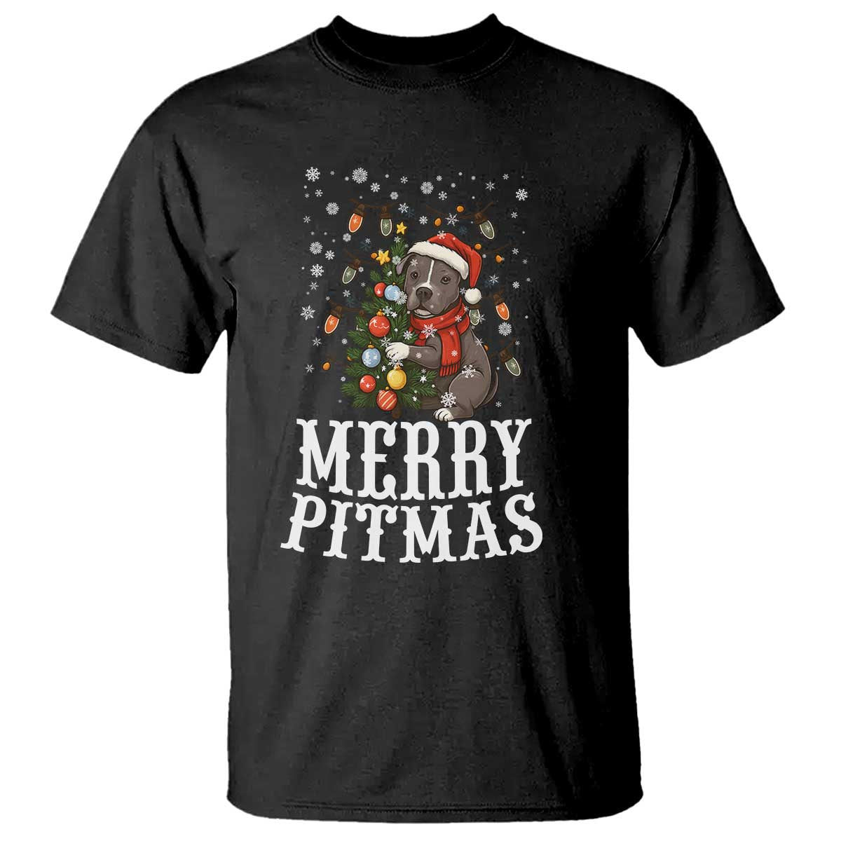 Christmas Pitbull T Shirt Funny Merry Pitmas Tree Hug - Wonder Print Shop