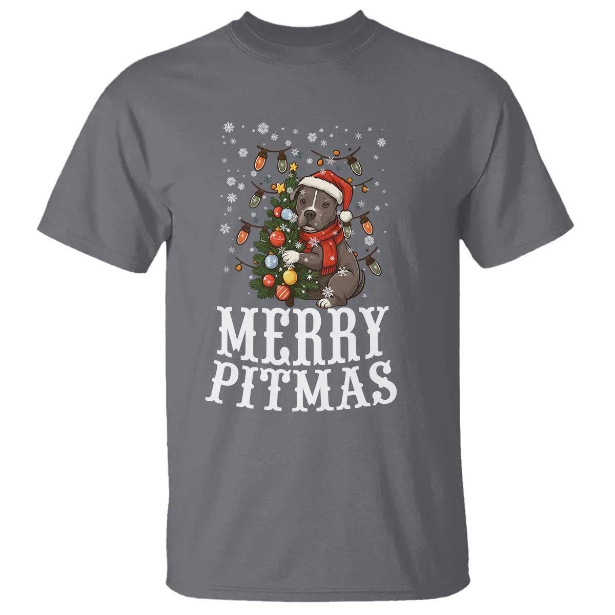 Christmas Pitbull T Shirt Funny Merry Pitmas Tree Hug - Wonder Print Shop