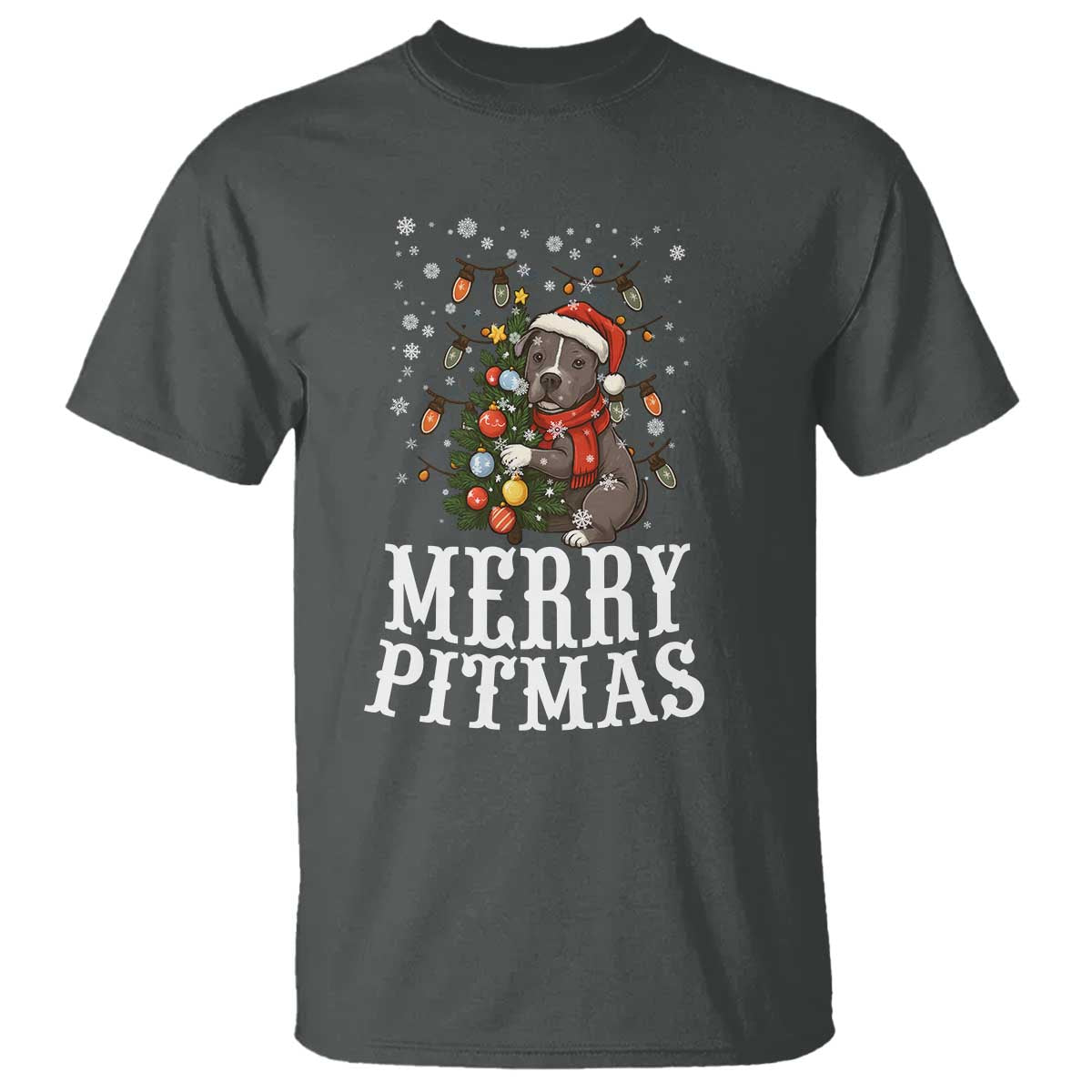 Christmas Pitbull T Shirt Funny Merry Pitmas Tree Hug - Wonder Print Shop