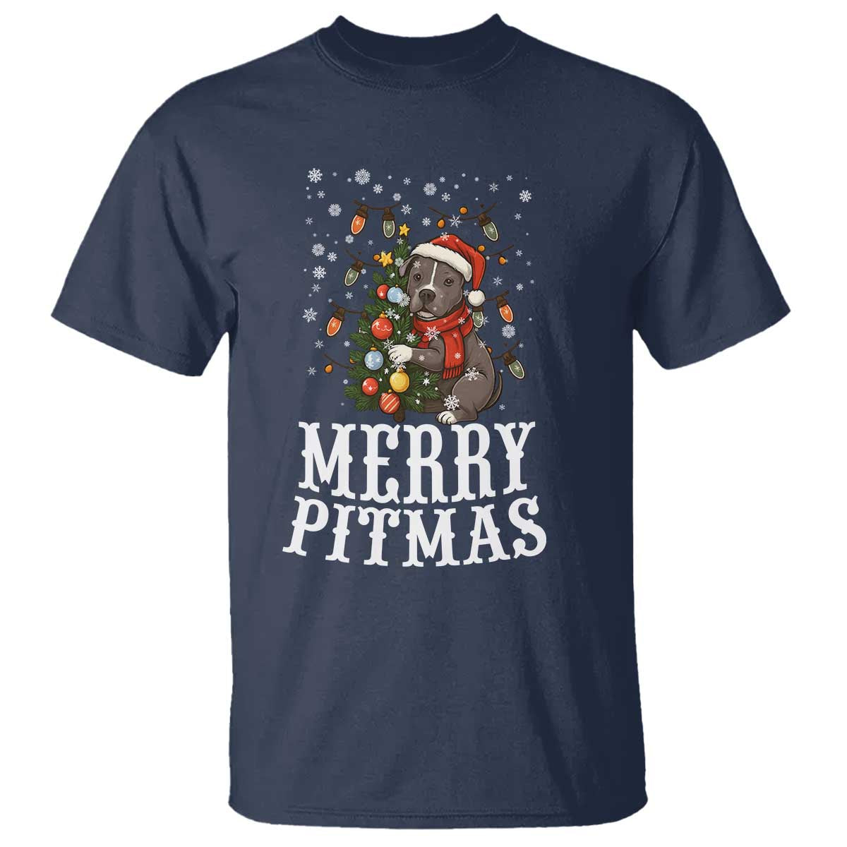 Christmas Pitbull T Shirt Funny Merry Pitmas Tree Hug - Wonder Print Shop