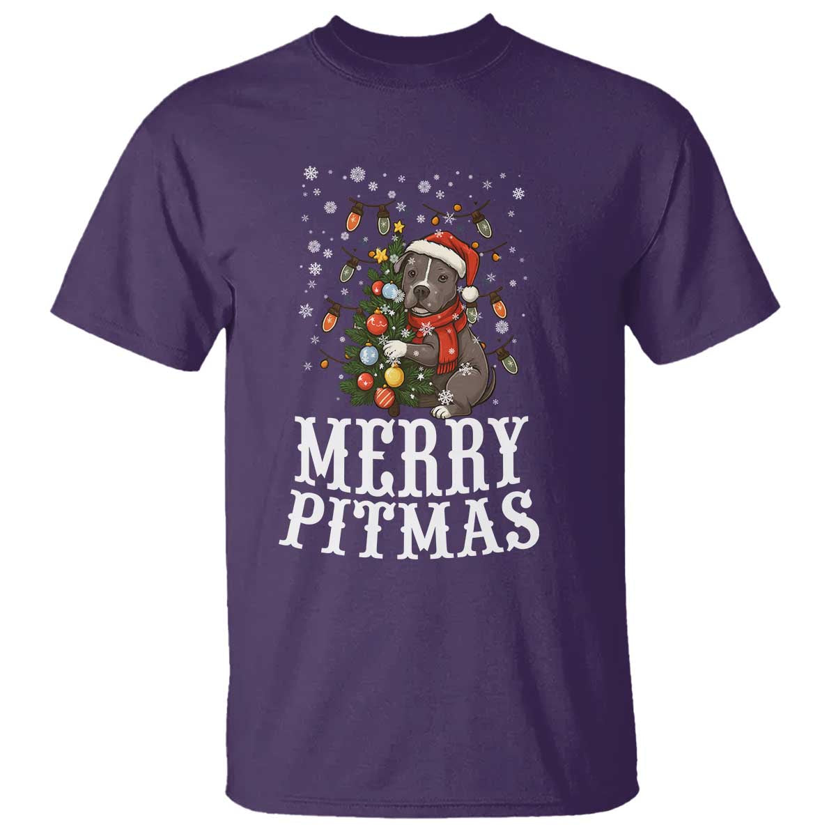 Christmas Pitbull T Shirt Funny Merry Pitmas Tree Hug - Wonder Print Shop