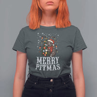 Christmas Pitbull T Shirt For Women Funny Merry Pitmas Tree Hug - Wonder Print Shop