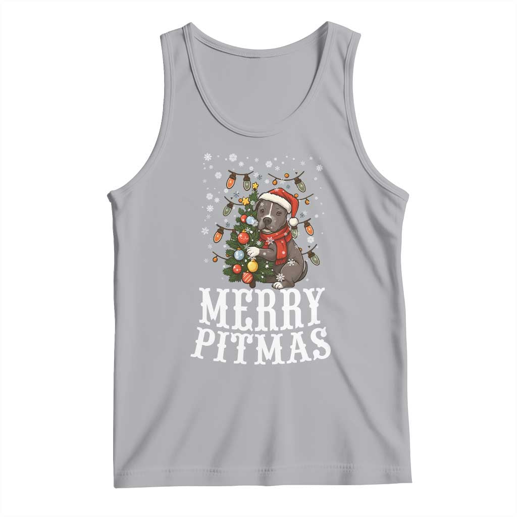 Christmas Pitbull Tank Top Funny Merry Pitmas Tree Hug - Wonder Print Shop