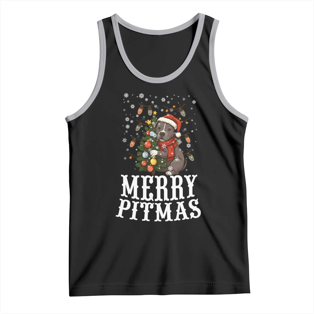 Christmas Pitbull Tank Top Funny Merry Pitmas Tree Hug - Wonder Print Shop