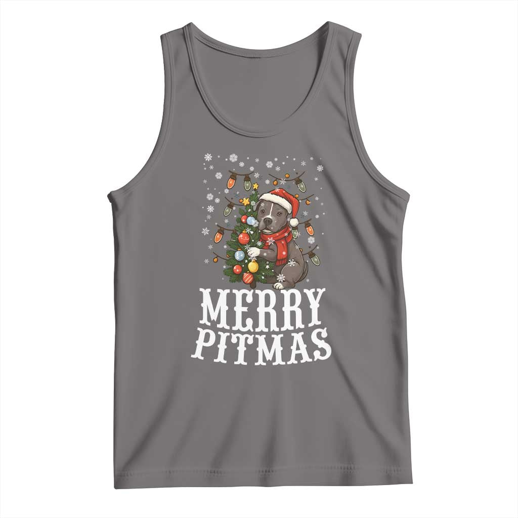 Christmas Pitbull Tank Top Funny Merry Pitmas Tree Hug - Wonder Print Shop