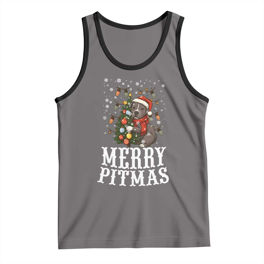 Christmas Pitbull Tank Top Funny Merry Pitmas Tree Hug - Wonder Print Shop