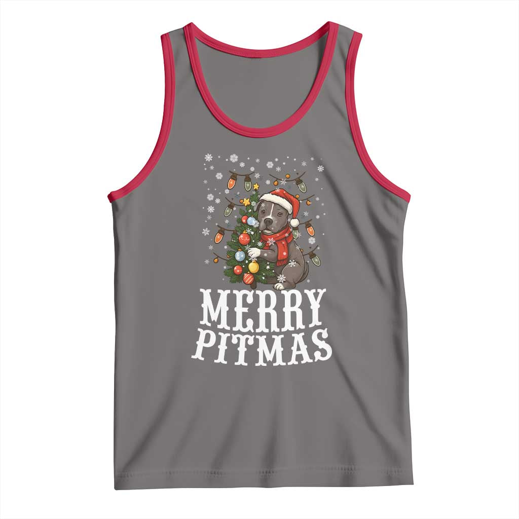 Christmas Pitbull Tank Top Funny Merry Pitmas Tree Hug - Wonder Print Shop
