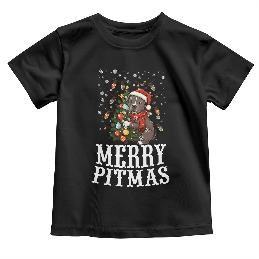 Christmas Pitbull Toddler T Shirt Funny Merry Pitmas Tree Hug - Wonder Print Shop