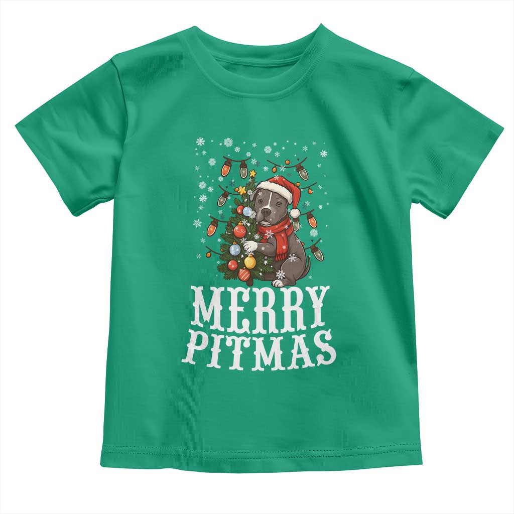 Christmas Pitbull Toddler T Shirt Funny Merry Pitmas Tree Hug - Wonder Print Shop
