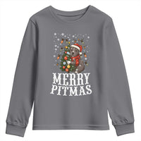 Christmas Pitbull Youth Sweatshirt Funny Merry Pitmas Tree Hug - Wonder Print Shop