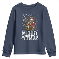 Christmas Pitbull Youth Sweatshirt Funny Merry Pitmas Tree Hug - Wonder Print Shop