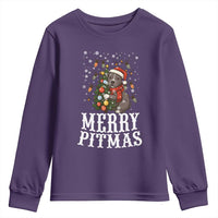 Christmas Pitbull Youth Sweatshirt Funny Merry Pitmas Tree Hug - Wonder Print Shop