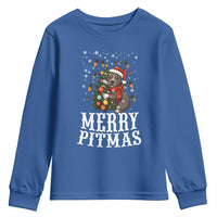Christmas Pitbull Youth Sweatshirt Funny Merry Pitmas Tree Hug - Wonder Print Shop