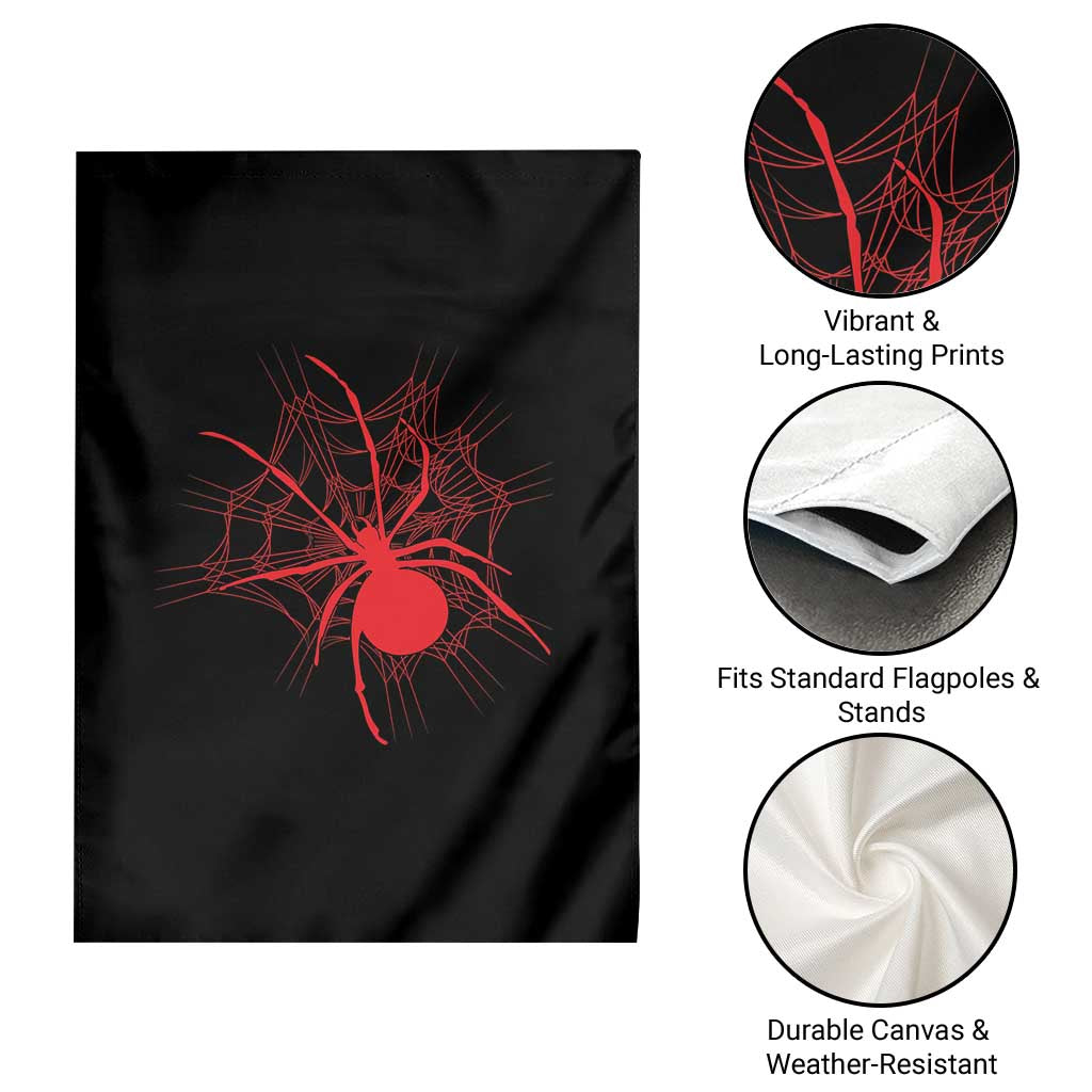 Red Black Widow Spider Garden Flag Gothic Spider Web Vintage Horror Gift