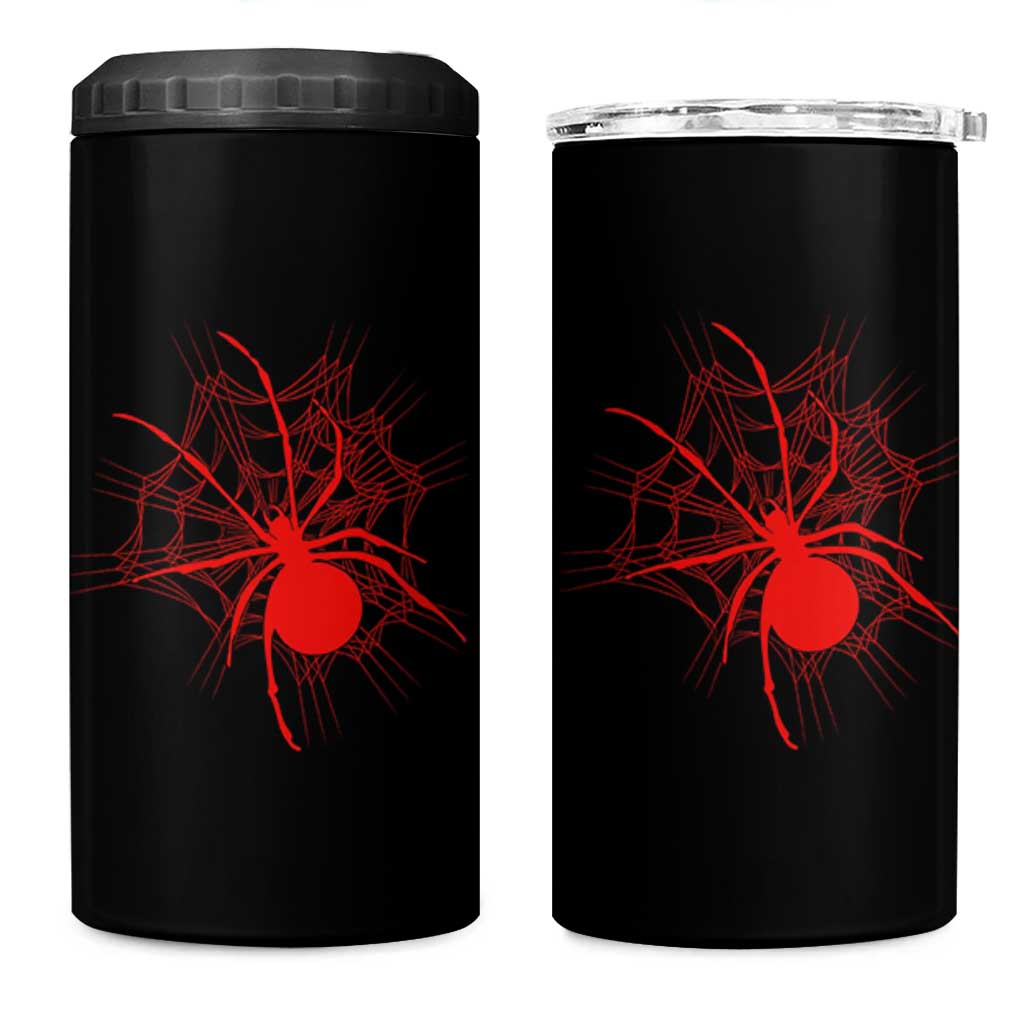 Red Black Widow Spider 4 in 1 Can Cooler Tumbler Gothic Spider Web Vintage Horror Gift