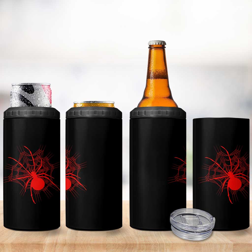 Red Black Widow Spider 4 in 1 Can Cooler Tumbler Gothic Spider Web Vintage Horror Gift