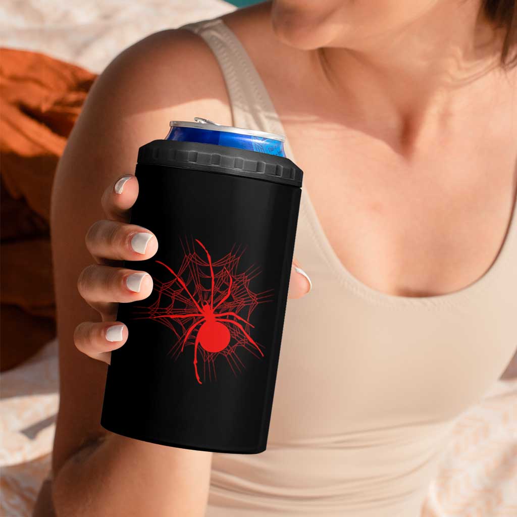 Red Black Widow Spider 4 in 1 Can Cooler Tumbler Gothic Spider Web Vintage Horror Gift