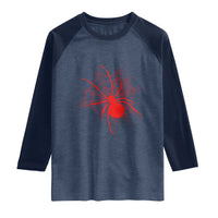Red Black Widow Spider Raglan Shirt Gothic Spider Web Vintage Horror Gift