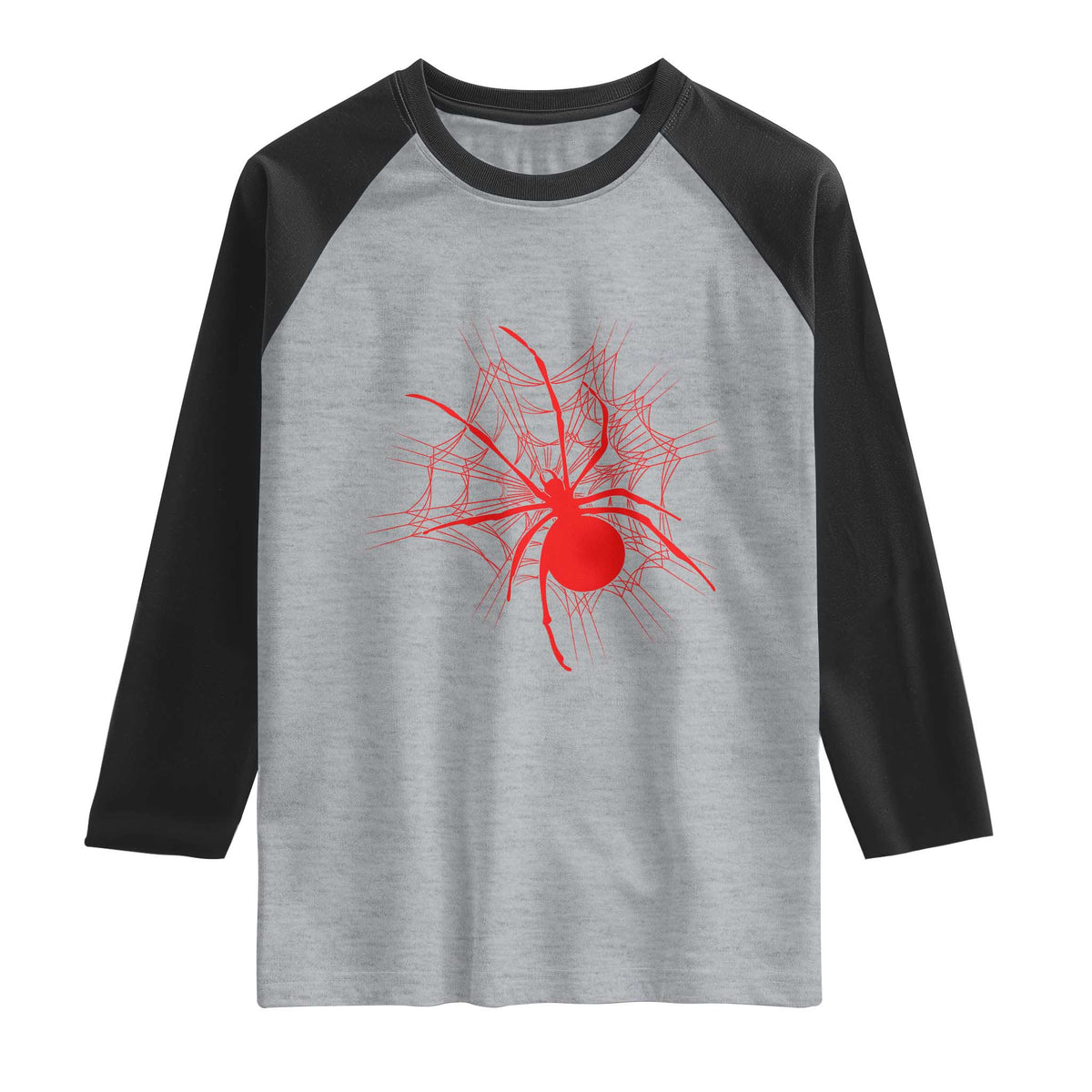 Red Black Widow Spider Raglan Shirt Gothic Spider Web Vintage Horror Gift