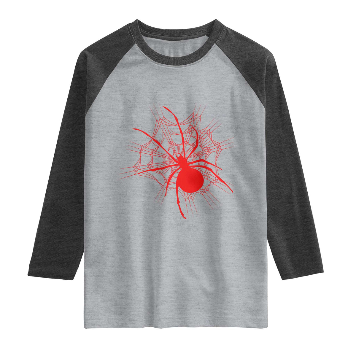 Red Black Widow Spider Raglan Shirt Gothic Spider Web Vintage Horror Gift
