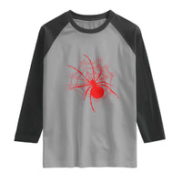 Red Black Widow Spider Raglan Shirt Gothic Spider Web Vintage Horror Gift