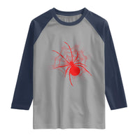 Red Black Widow Spider Raglan Shirt Gothic Spider Web Vintage Horror Gift