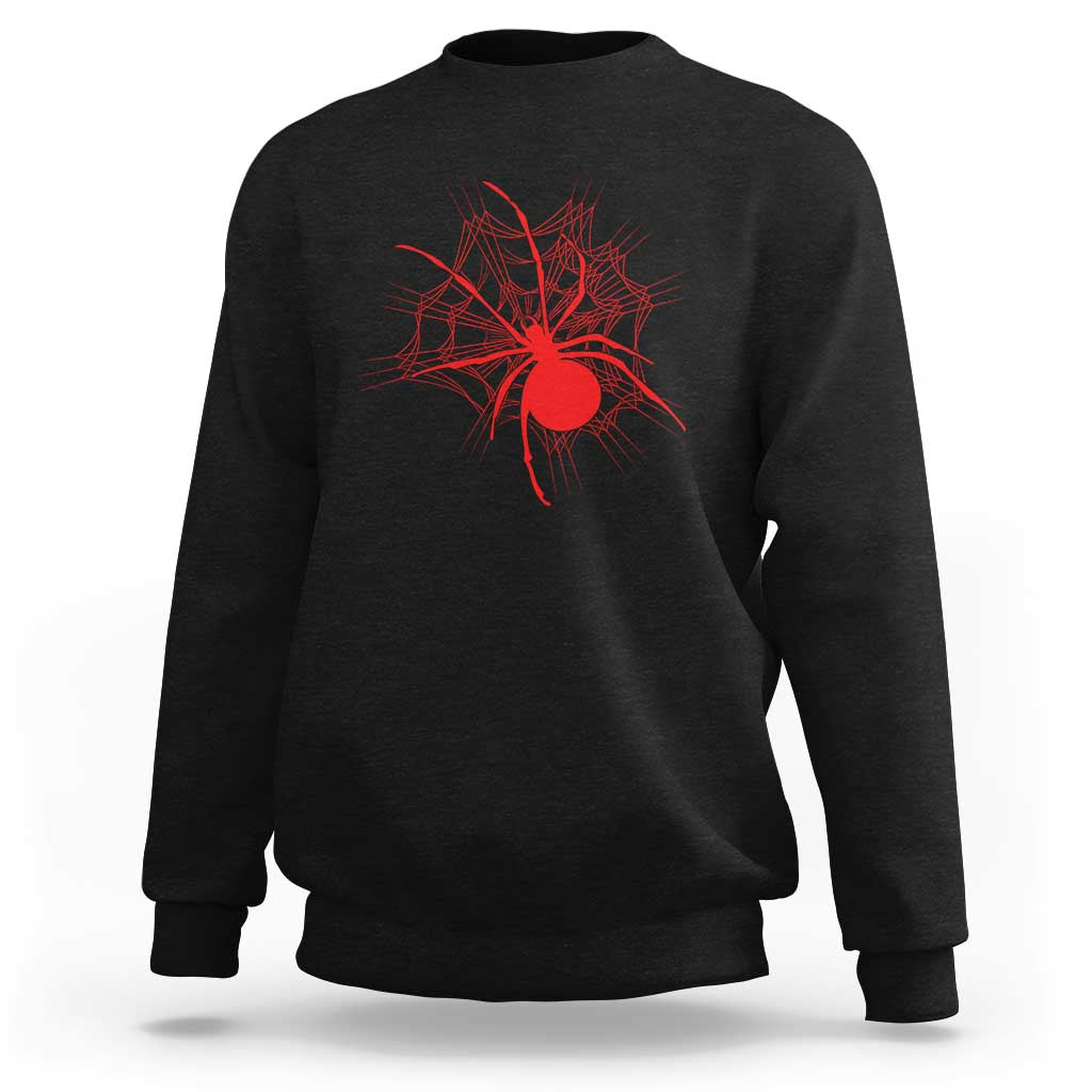 Red Black Widow Spider Sweatshirt Gothic Spider Web Vintage Horror Gift