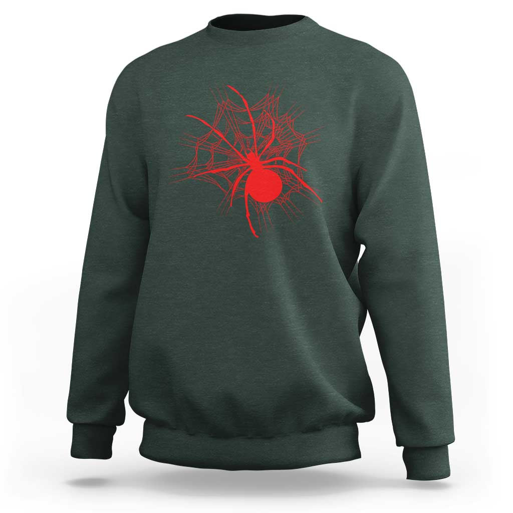 Red Black Widow Spider Sweatshirt Gothic Spider Web Vintage Horror Gift